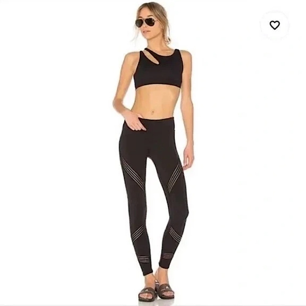 ALO Yoga Black Laser-Striped High-Rise Leggings